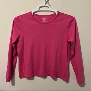 L.L. Bean Pink Long Sleeve Tee Women’s Medium Supima Cotton